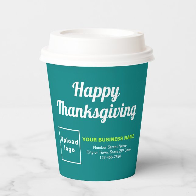 Business Thanksgiving Teal Green Paper Cup (Front)