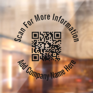 Business Transparent Scan QR Code Company Name Window Cling