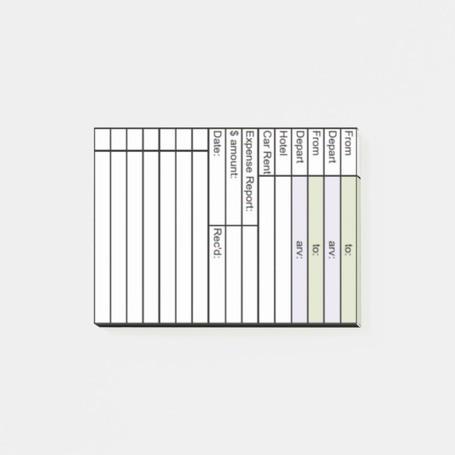 Business Travel & Expense Tracker Post-it Notes (Front)