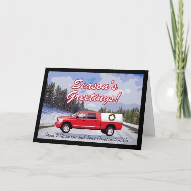 Business Truck Logo Contractor Christmas Greeting Holiday Card (Front)