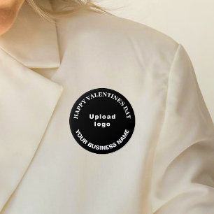 Business Valentine Greeting on Black Round Button