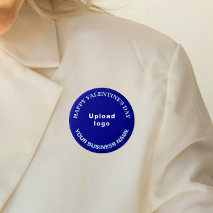 Business Valentine Greeting on Blue Round Button