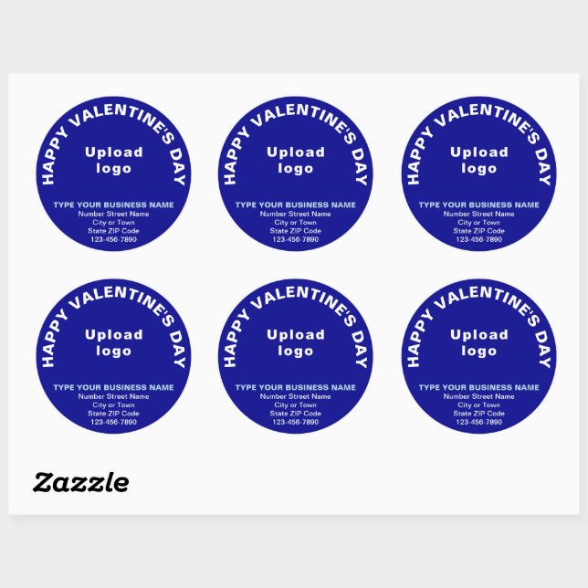 Business Valentine Greeting on Blue Round Sticker (Sheet)