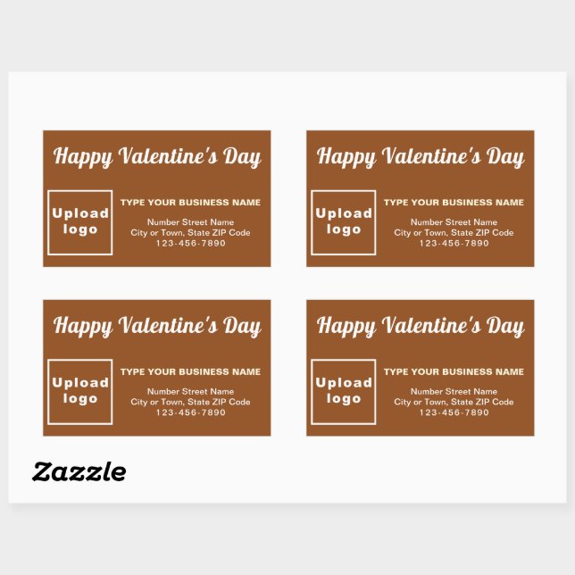 Business Valentine Greeting on Brown Rectangular Sticker (Sheet)