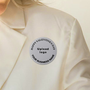 Business Valentine Greeting on Grey Round Button