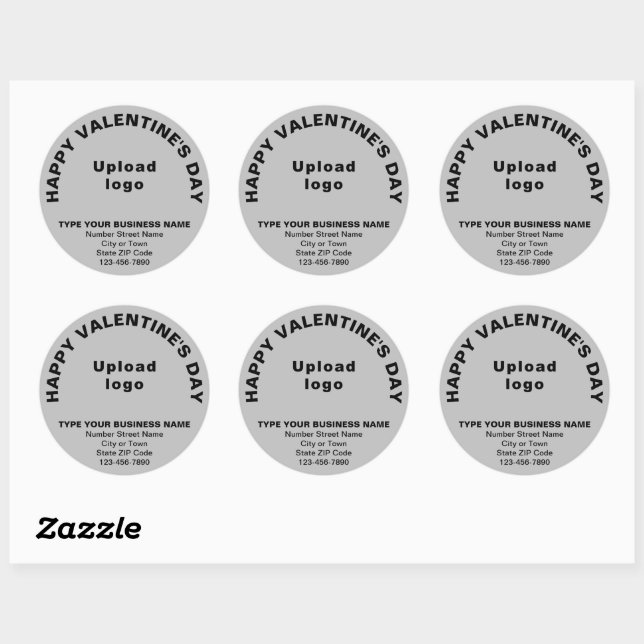 Business Valentine Greeting on Grey Round Sticker (Sheet)