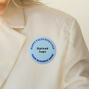 Business Valentine Greeting on Light Blue Round 7.5 Cm Round Badge