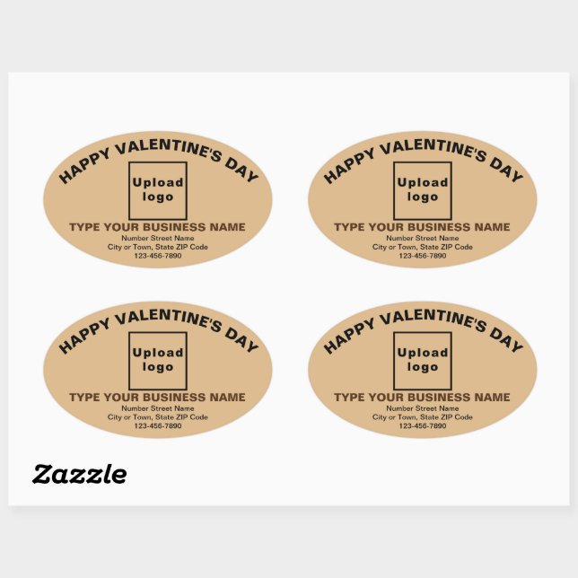 Business Valentine Greeting on Light Brown Oval Sticker (Sheet)