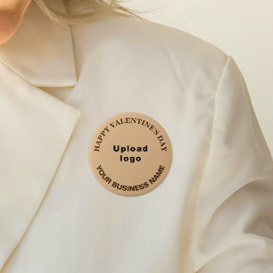 Business Valentine Greeting on Light Brown Round 7.5 Cm Round Badge