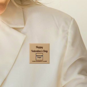 Business Valentine Greeting on Light Brown Square 15 Cm Square Badge