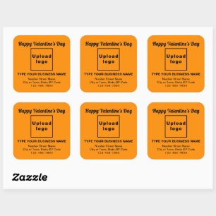 Business Valentine Greeting on Orange Colour Square Sticker