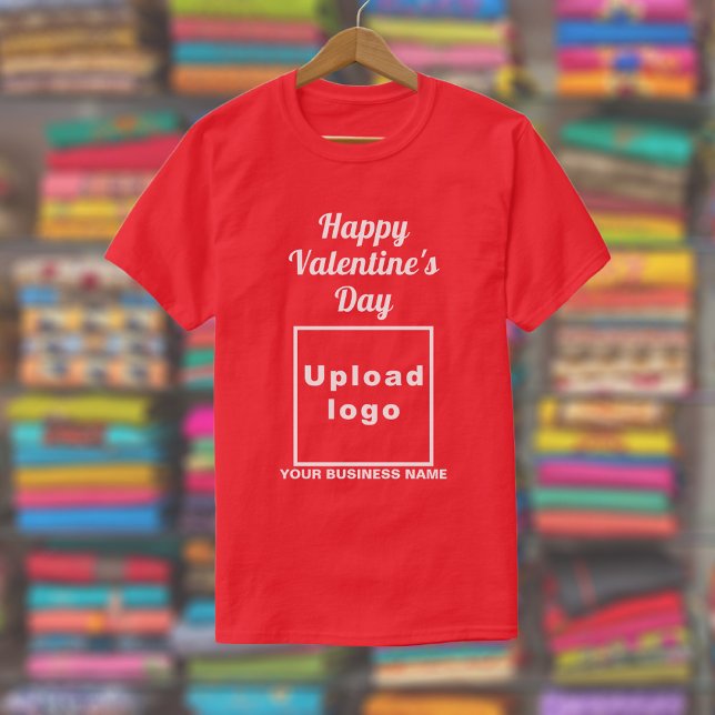 Business Valentine Greeting on Red T-Shirt (Red t-shirt with your business name and logo and with Happy Valentine's Day greeting.)