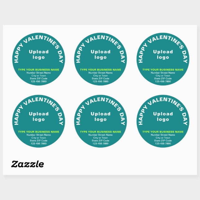 Business Valentine Greeting on Teal Green Classic Round Sticker (Sheet)
