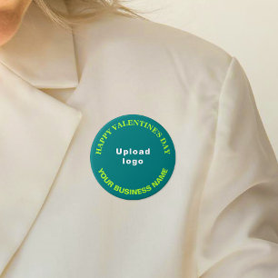 Business Valentine Greeting on Teal Green Round 7.5 Cm Round Badge