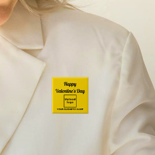 Business Valentine Greeting on Yellow Square 15 Cm Square Badge