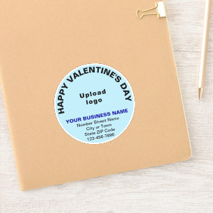 Business Valentine Light Blue Round Vinyl Sticker