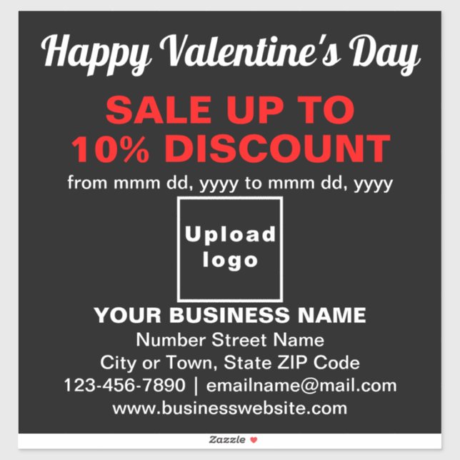 Business Valentine Sale on Black Vinyl Sticker (Sheet)