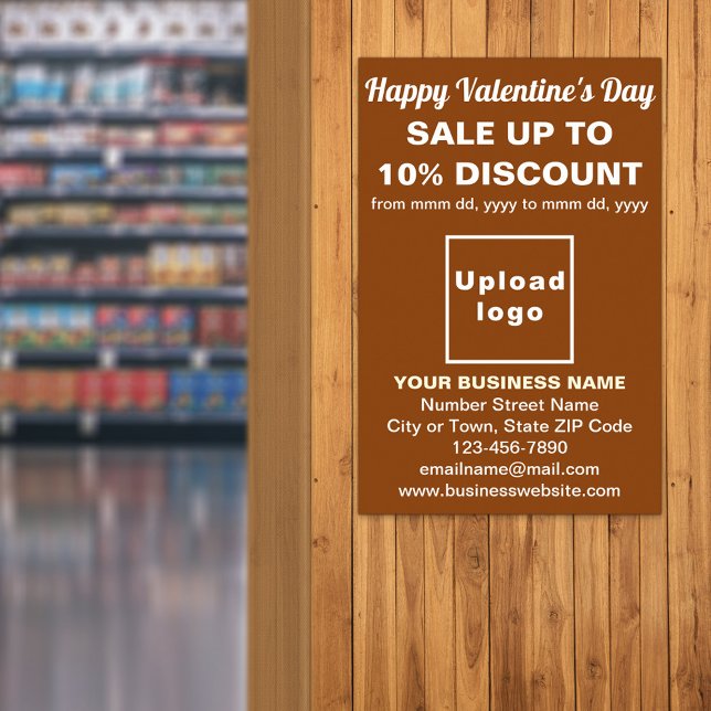 Business Valentine Sale on Brown Poster (Business Valentine sale on brown poster. Signage to attract more customers.)