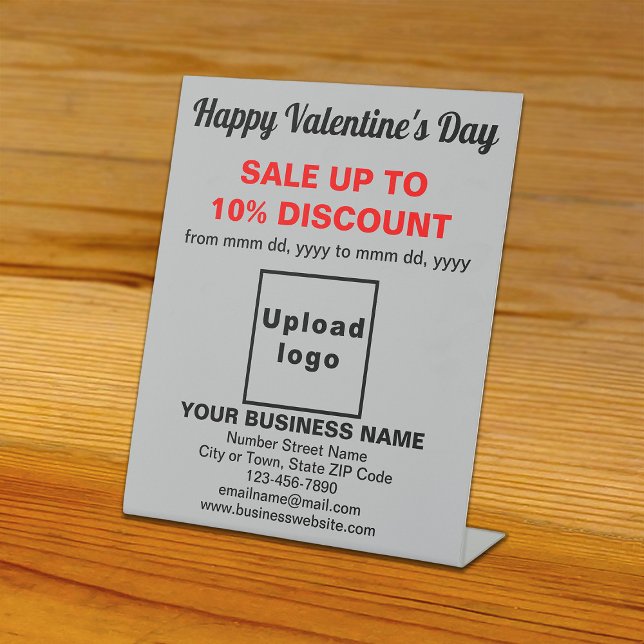 Business Valentine Sale on Grey Pedestal Sign (Business Valentine sale on gray pedestal sign. Signage to attract more customers.)