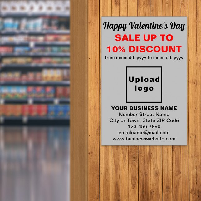 Business Valentine Sale on Grey Poster (Business Valentine sale on gray poster. Signage to attract more customers.)