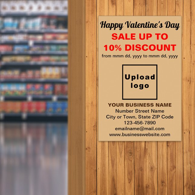 Business Valentine Sale on Light Brown Poster (Business Valentine sale on light brown poster. Signage to attract more customers.)
