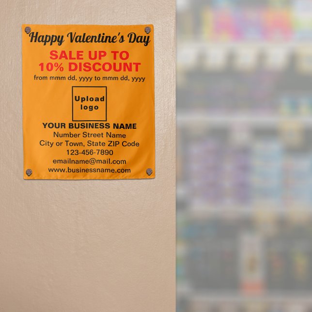 Business Valentine Sale on Orange Colour Tapestry (Business Valentine sale on orange color tapestry. Signage to attract more customers.)