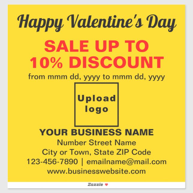 Business Valentine Sale on Yellow Vinyl Sticker (Sheet)