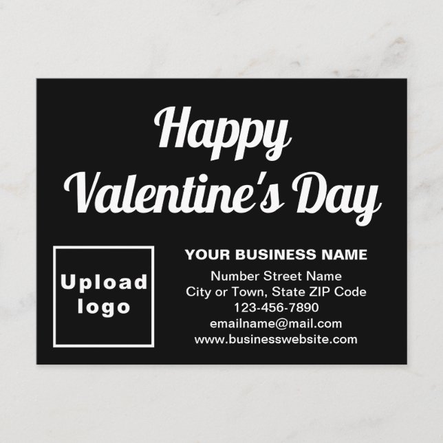 Business Valentine Small Black Flat Holiday Card (Front)