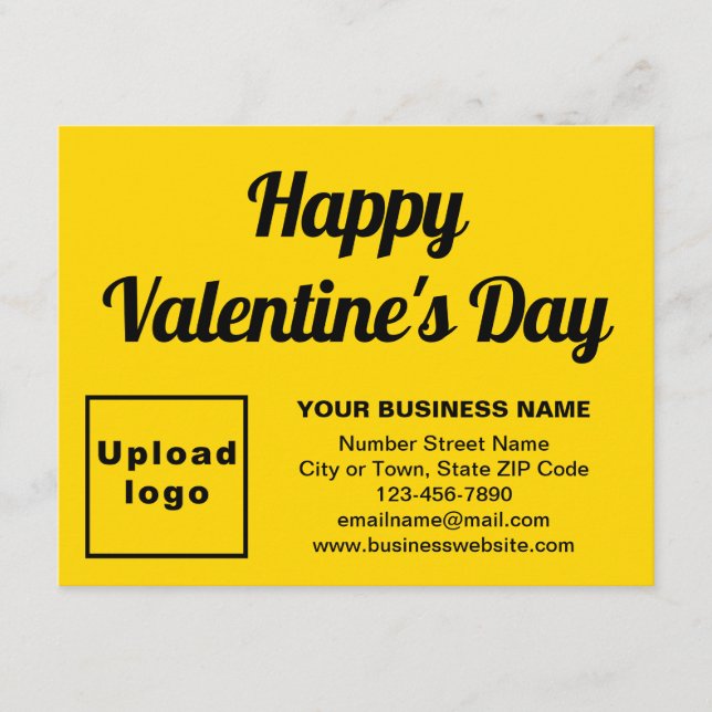 Business Valentine Small Yellow Flat Holiday Card (Front)