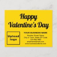 Business Valentine Small Yellow Flat Holiday Card