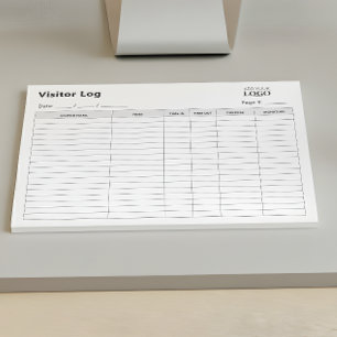 Business Visitor Log Book   Professional Tear-Off Notepad