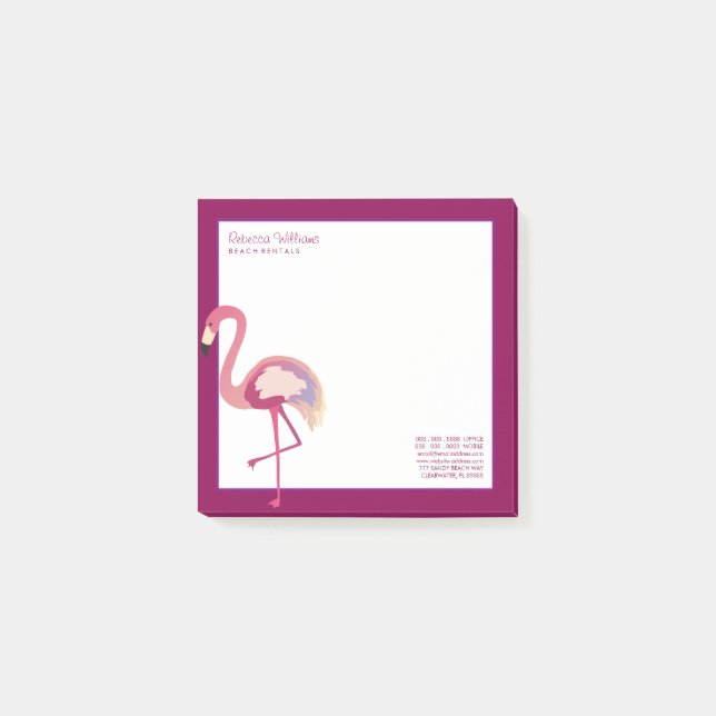 Business | Watercolor Flamingo Post-it Notes (Front)