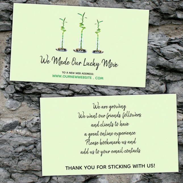 Business Website Address Change Lucky Bamboo Business Card (Creator Uploaded)