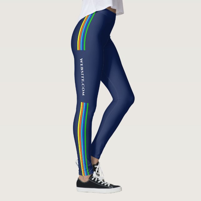 Business Website Custom Vertical Stripes Leggings (Right)