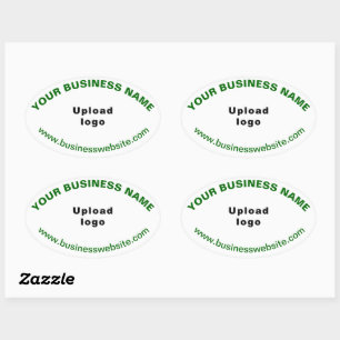 Business Website Green Texts on White Oval Sticker