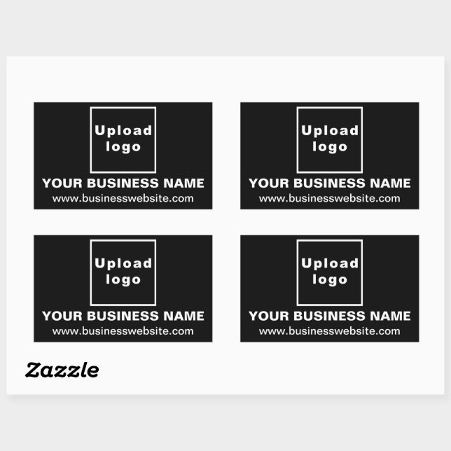 Business Website on Black Rectangle Sticker (Sheet)