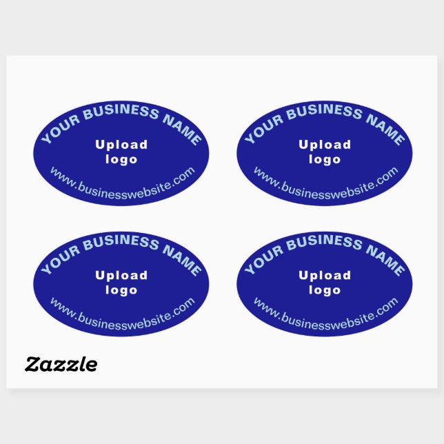 Business Website on Blue Oval Shape Sticker (Sheet)