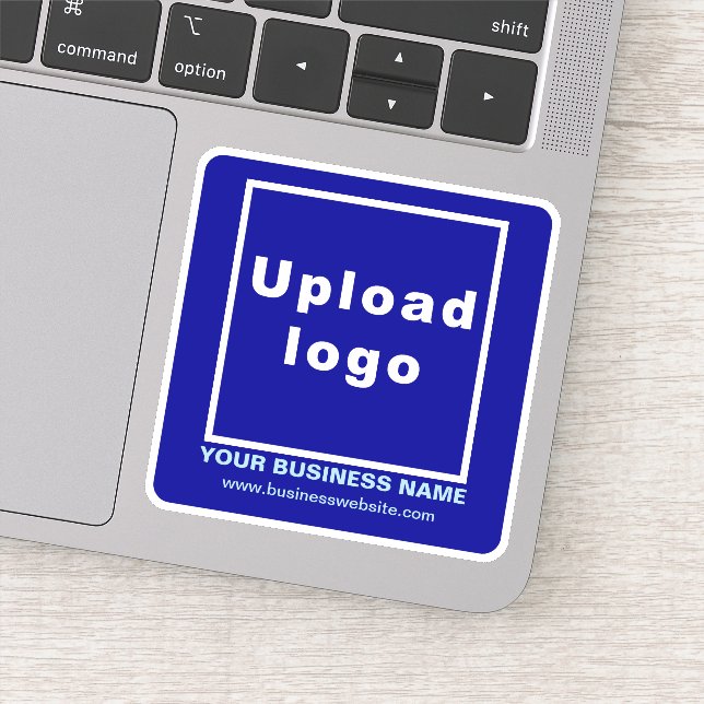 Business Website on Blue Square Vinyl Sticker (Detail)