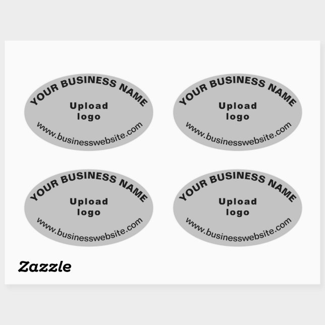 Business Website on Grey Oval Shape Sticker (Sheet)