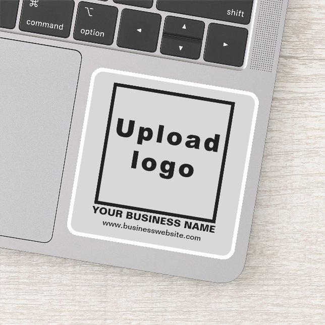 Business Website on Grey Square Vinyl Sticker (Detail)