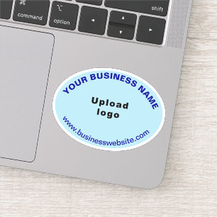 Business Website on Light Blue Oval Shape Vinyl