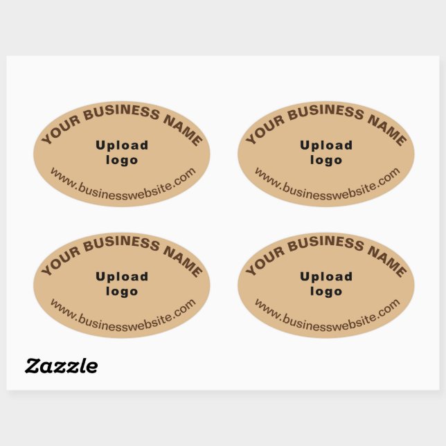 Business Website on Light Brown Oval Shape Sticker (Sheet)