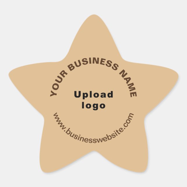 Business Website on Light Brown Star Shape Sticker (Front)