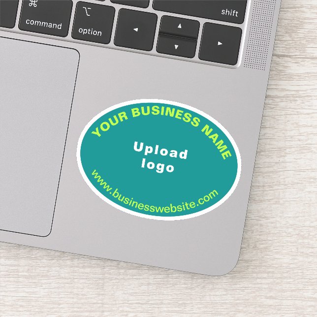 Business Website on Teal Green Oval Shape Vinyl (Detail)