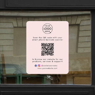 Business Website   QR Code Blush Pink Feminine Window Cling