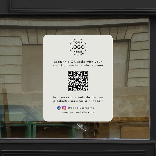 Business Website | QR Code Modern Grey Promotional Window Cling (Creator Uploaded)