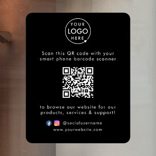 Business Website QR Code Modern Stylish Black Window Cling