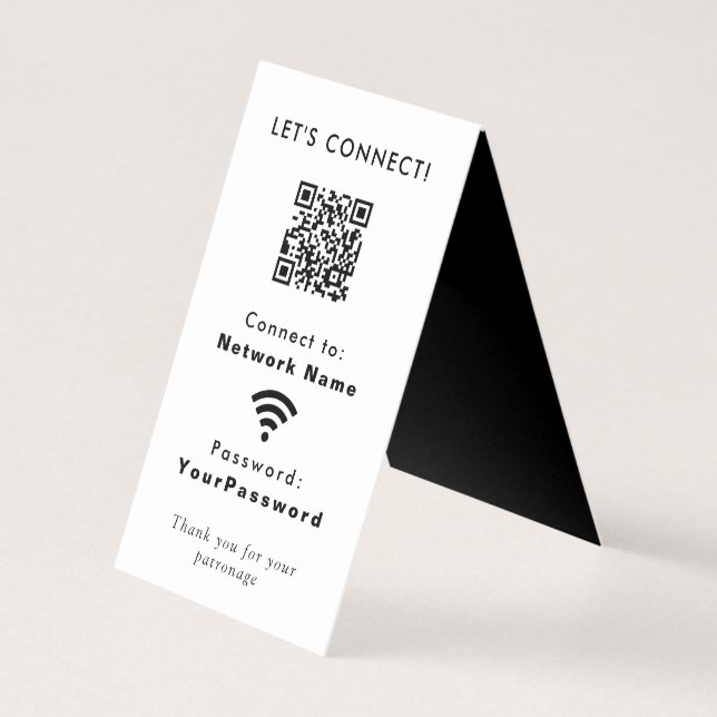 Business Website Wifi Connection Password QR Code Card (Back)