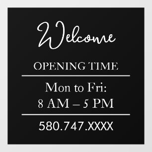 Business Welcome Hours Logo AI door sign