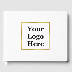 Business White and Gold Elegant Your Logo Here Guest Book